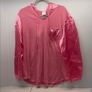 Roaman's Vibrant Pink Hoodie with Satin Accents. NWOT
